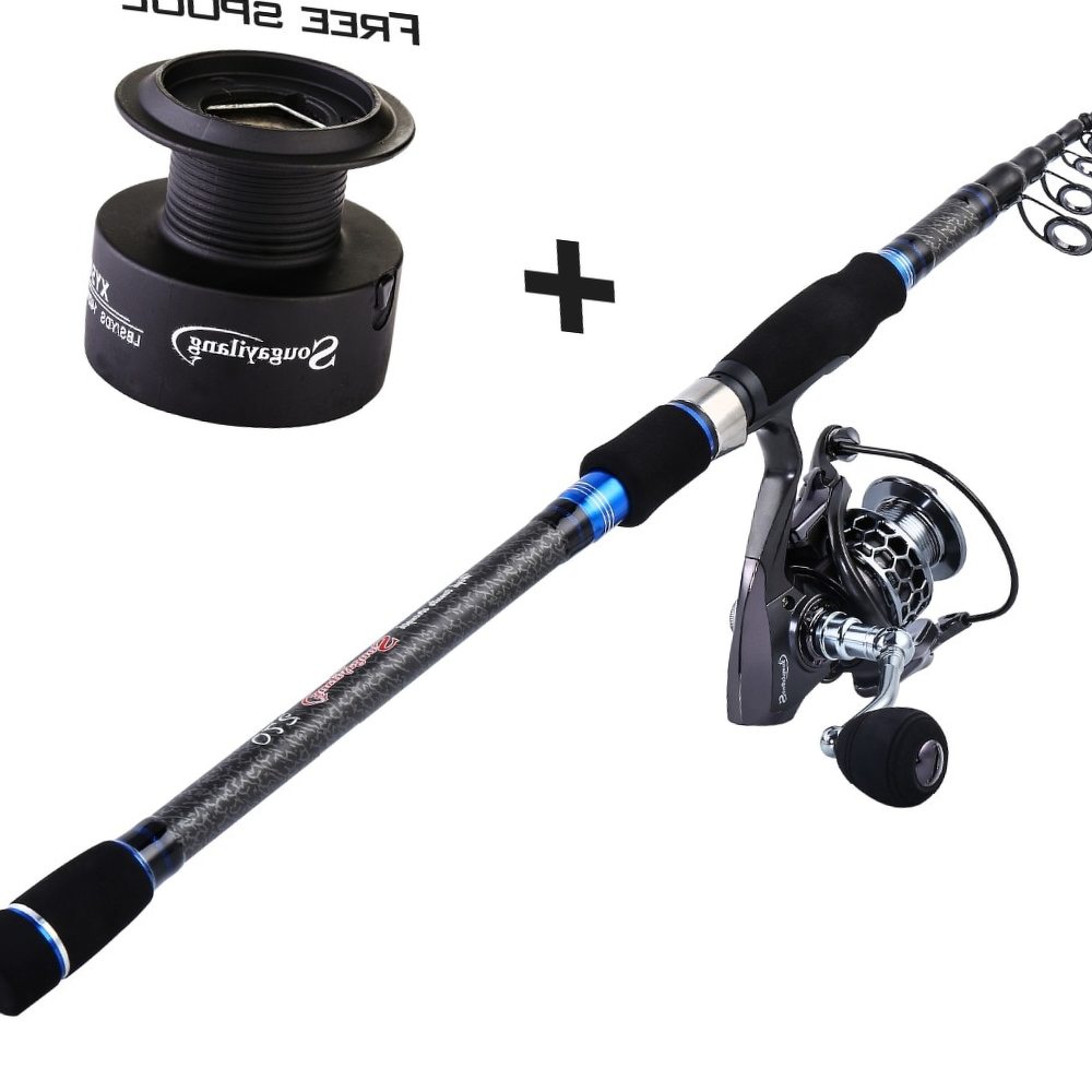 Sougayilang 1.8-3.0m Telescopic Fishing Rod and Fishing Reel With Spare Coil Combo Portable Travel Spinning Lure Rod Wheel Set