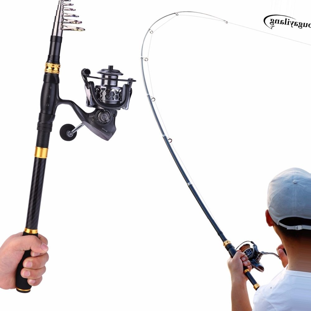 Sougayilang 1.8-3.3m Telescopic Fishing Rod and 5.1:1 Fishing Reel With Free Coil Sets Portable Carp Carbon Spinning Rods Combo