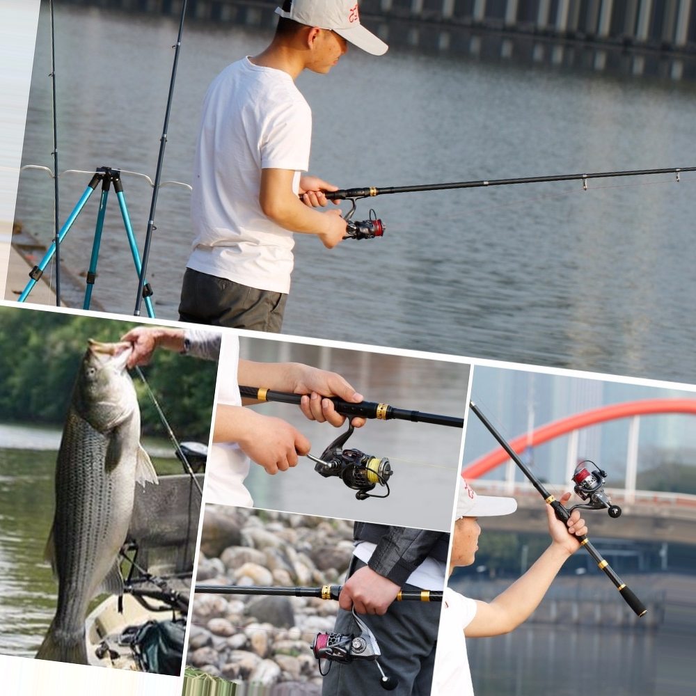 Sougayilang 1.8-3.3m Telescopic Fishing Rod and 5.1:1 Fishing Reel With Free Coil Sets Portable Carp Carbon Spinning Rods Combo