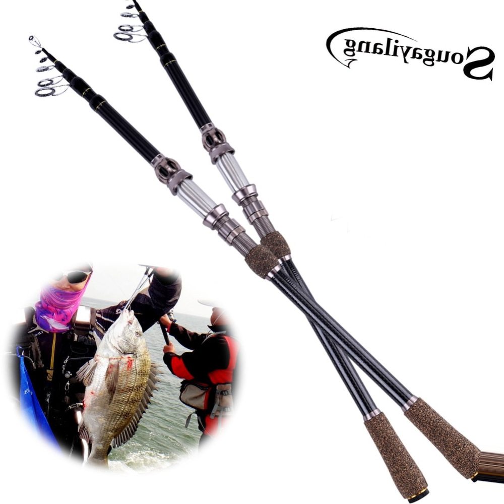 Sougayilang 1.8M-2.7M Portable Rods Casting Spinning Fishing Rod Carbon Fiber Telescopic Rod for Lake River Fishing Pole Tackle