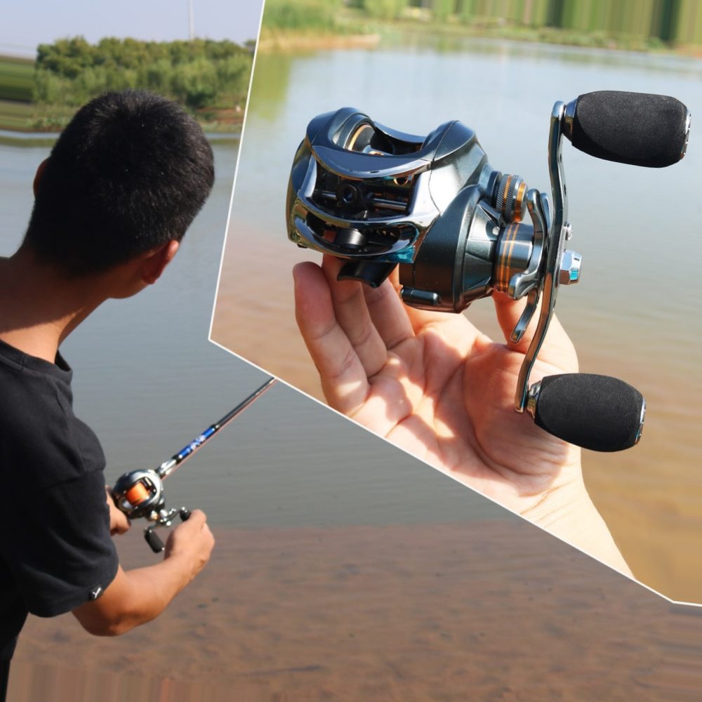 Sougayilang Baitcasting Fishing Reel 7.0:1High Speed Casting Reel Fishing Wheel Left/Right Hand Water Drop Wheel Fiber Drag Coil