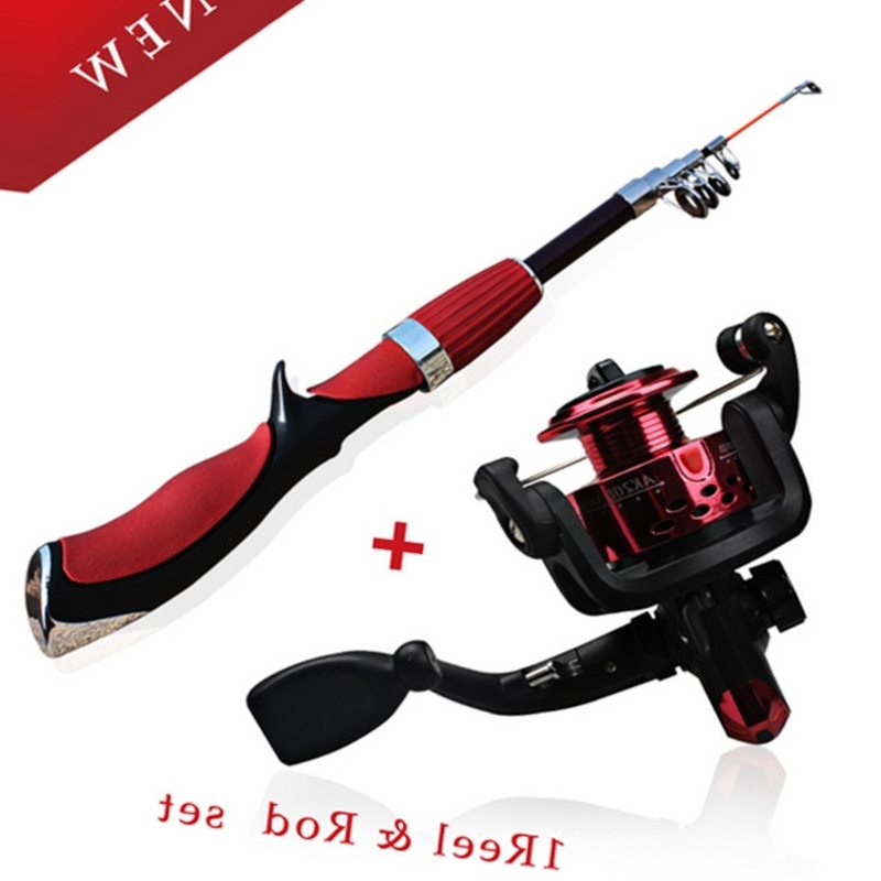 Sougayilang Carbon Fiber Portable Fishing Rod With Fishing Reel Combo Spinning Fishing Reel Ice Rods Kit Fishing Tackle De Pesca
