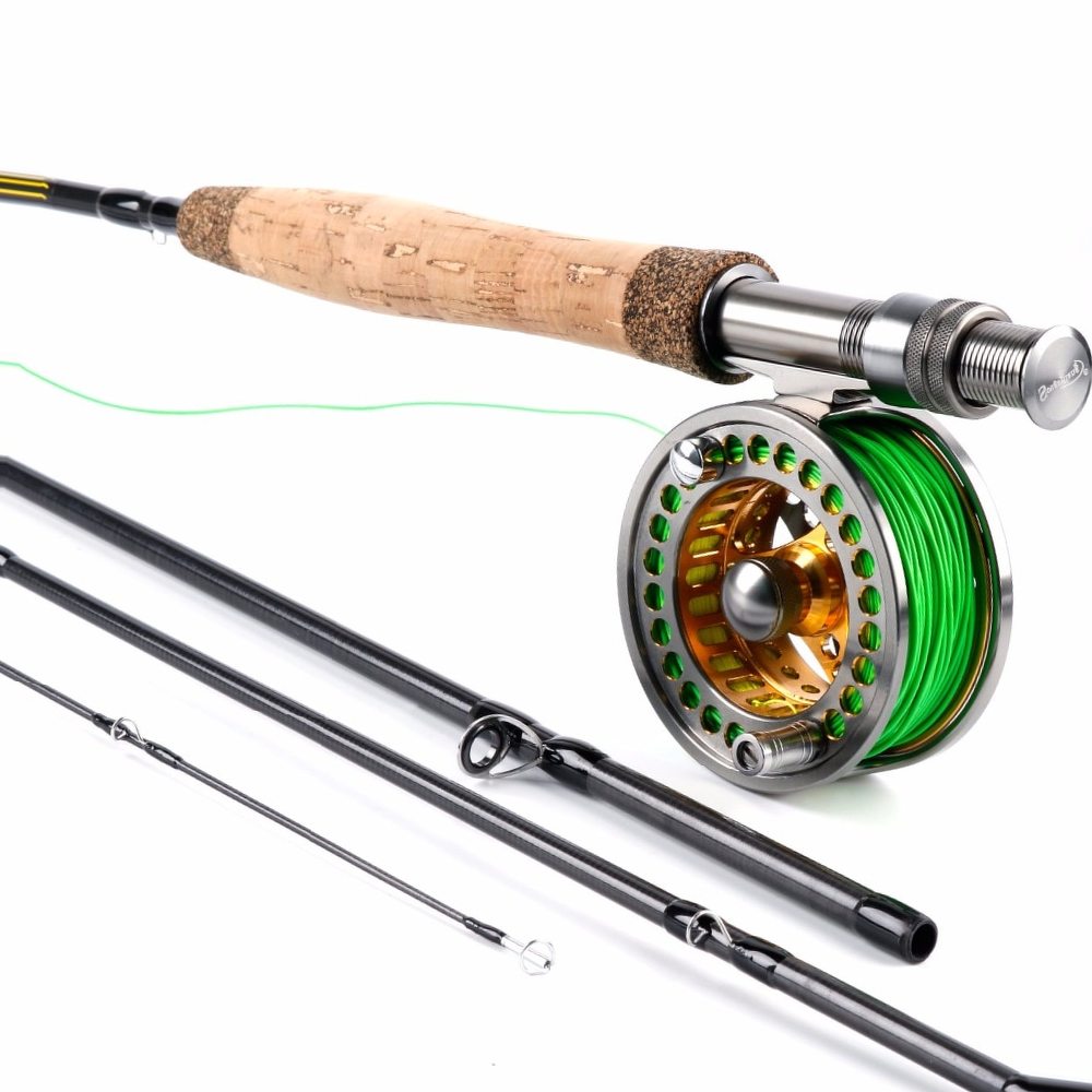 Sougayilang Fly Fishing Rod and 5/6 Fly Reel Sets 2.7m Carbon Freshwater Fly Rod Full Metal Fishing Reel Combo Fish Tackle Pesca