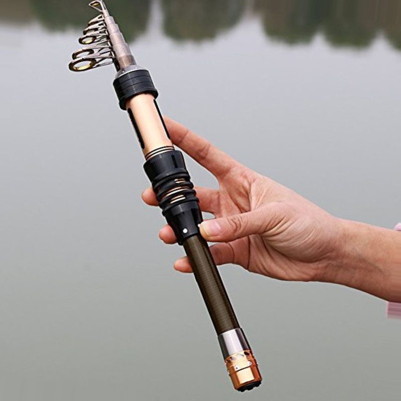 Sougayilang Mini Fishing Rod 1.3-2.4m Portable Carbon Fiber Rod Pocket Telescopic Fishing Rod Spinning Fishing Rod Vara De Pesca