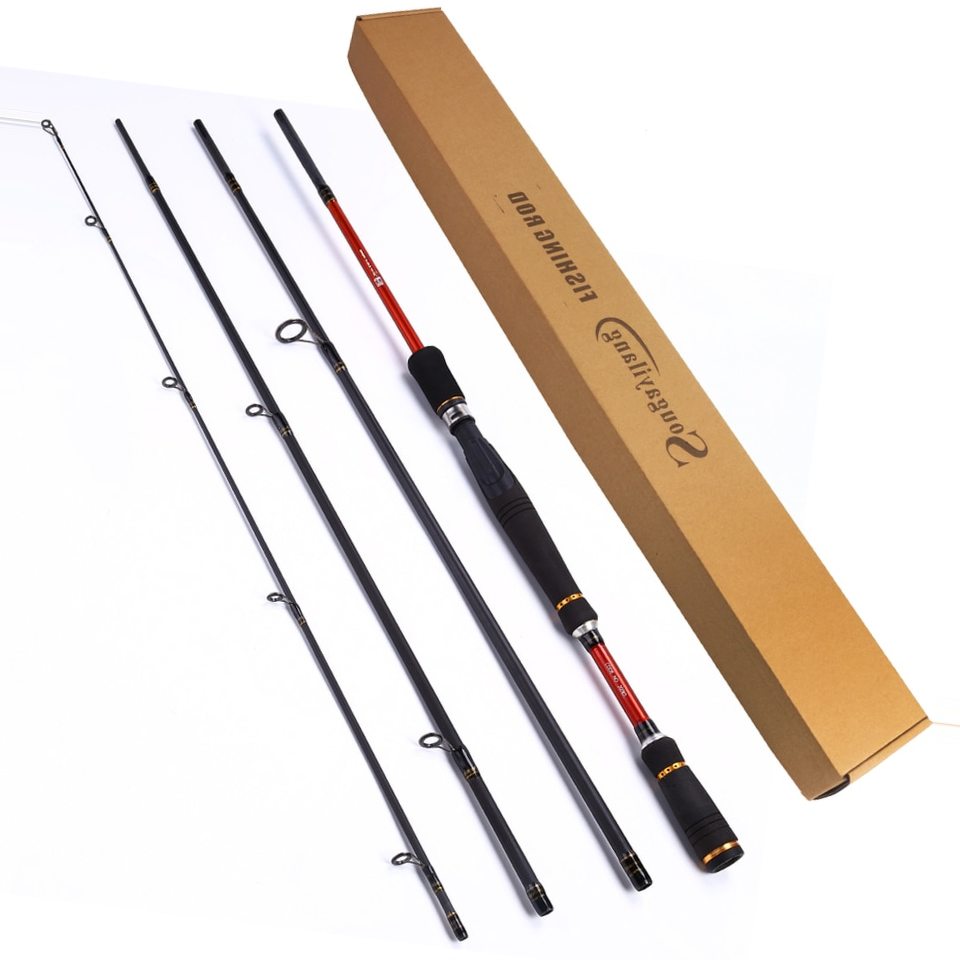 Sougayilang Portable Carbon Fiber Baitcasting Fishing Rod Lure Fishing Rod 210/240/270cm Length 4 Sections Fishing Rod De Pesca