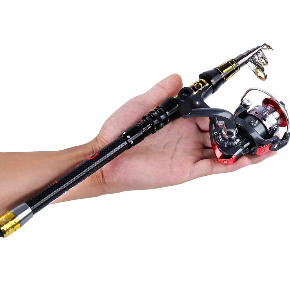 Sougayilang Portable Mini Telescopic Fishing Rod With Fishing Reel Combo Spinning Reel Carbon Pole Kit Fishing Tackle De Pesca