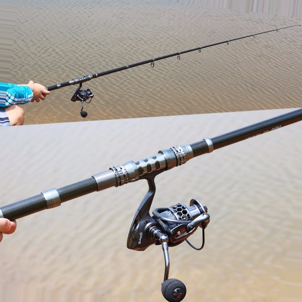 Sougayilang Spinning Fishing Rod and Reel Combos Portable Telescopic Fishing Pole Spinning Reels Saltwater Freshwater Fishing