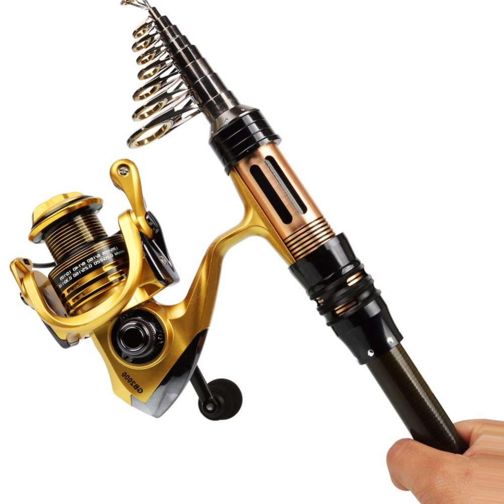Sougayilang Telescopic Fishing Rod Spinning Fishing Reel Combo 1.3-2.4m Portable Carbon Fiber Rod Carp Fishing Reel Set De Pesca