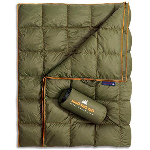 Get Out Gear Down Camping Blanket - Puffy, Packable, Lightweight and Warm | Ideal for Outdoors, Travel, Stadium, Festivals, Beach, Hammock Camping blanket