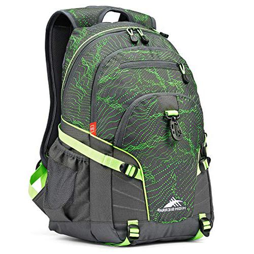 High Sierra Loop Backpack, 19 x 13.5 x 8.5-Inch, Light Wave/Mercury/Lime Camping Backpack