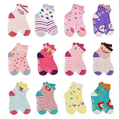 12 Pairs Kids Non-Slip Skid winter socks for toddlers