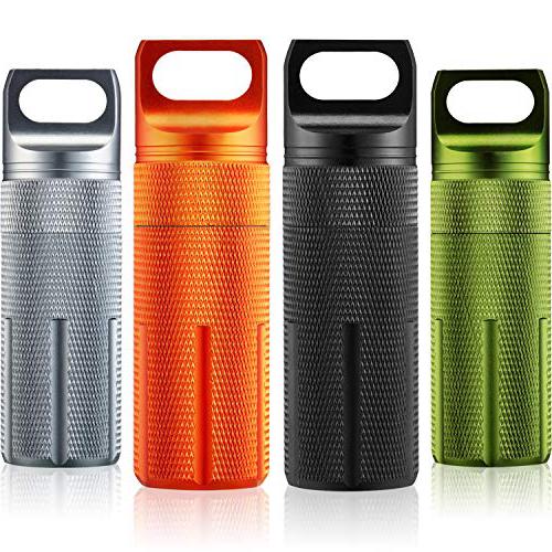 4 Pieces Portable Pill Container Bottle Air-Tight EDC waterproof match case